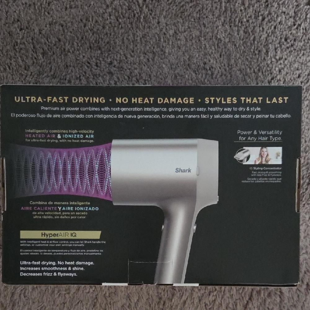 Shark HyperAIR Hair Dryer - Sleek Silver - Picture 2 of 2